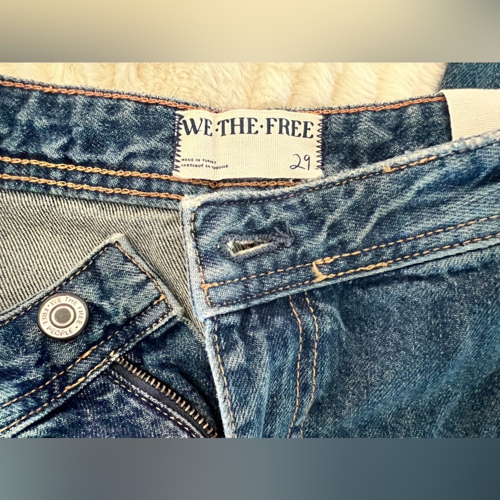 Free People Jeans Womens Sz 29 Izzy Low Rise Flare Raw Hem Bohemian NEW $138